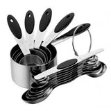 Garvee 304 Stainless Steel Measuring Cups and Spoons Set – 13-Piece Kitchen Tool Kit – Black Non-Slip Handles – Nesting Design, Engraved Measurements, Dishwasher Safe for Cooking, Baking, Seasoning, Color: Black
