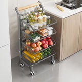 Garvee Heavy Duty 4-Tier Metal Kitchen Trolley on Wheels – Slim Rolling Vegetable & Fruit Storage Rack with Wood Handle – Multi-Purpose Organizer Cart for Pantry, Bathroom, Office – Gray ZWJ-6823-4GY gray 4 layers - Zwj-6823-5Gy Gray 5 Layers