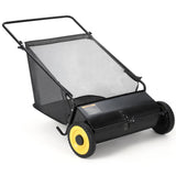 Garvee 21" Push Lawn Sweeper with 4-Brush System, Heavy Duty Steel Yard Leaf Collector, Adjustable Height, 3.5 Cu Ft Bag, Manual Grass & Lawn Cleaner Black - Yellow & Black