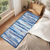 Garvee 2' × 6' Vintage Abstract Distressed Runner Rug, Washable Non-Slip Low-Pile Soft Rug for Hallway, Kitchen, Entryway & Laundry Room, Blue - Blue