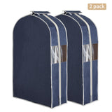 Garvee 2-Piece Set Cotton Linen 40 Inch Garment Bags for Dust Protection - Lightweight, Durable, Breathable, Easy to Store, and Stylish - Navy Blue