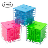 Garvee Money Maze Puzzle Box Gift Set – Fun Brain Teaser Cash Holder for Kids & Adults, Distinctive Piggy Bank Puzzle for Birthday or Christmas – 3 Pack (Green+Blue+Pink) - 3 Pack