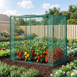 Garvee Garden Obelisk Crop Cage, 6.6 x 3.3 x 6.0 FT Steel Frame with Plant Netting, Zipper Door and Ground Stakes for Raised Beds