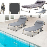 Garvee 2PCS Collapsible Dining Sun Lounger Chairs - Multi-Angle Reclining with Thickened Pearl Padding, Wide Side Pocket, Portable & Lightweight, Supports 150kg - For Patio, Pool, Camping, System Default