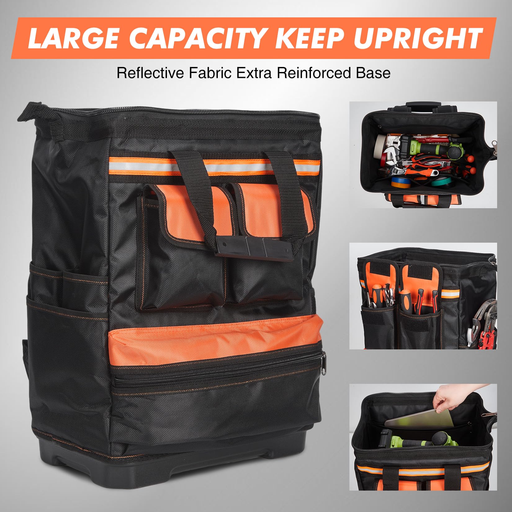 Garvee Oxford Tool Backpack, 25L Heavy-Duty Tool Bag with Plastic Rein