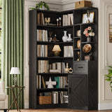 Garvee 74'' Tall Corner Bookshelf - 6-Tier Book Shelf with Drawer and Cabinets, l-Shaped Bookcase Open Storage Shelves Modern Display Shelf for Home, Office - Black