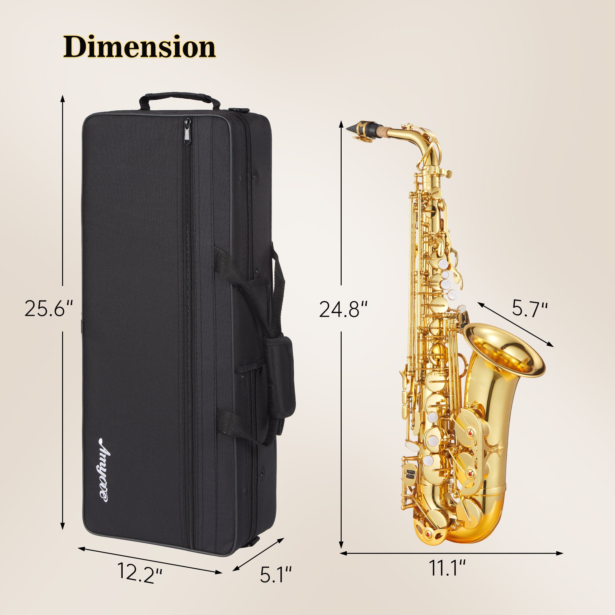 Garvee Eb Alto Saxophone Black Gold Keys Gold Lacquer Beginner Kit