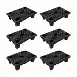 Garvee 6 Pack Black Plastic Pallets Interlocking Nestable Heavy Duty HDPE Grid Pads Lightweight Waterproof for Garage Basement Warehouse - Black