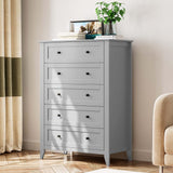 Garvee 5 Drawer Dresser for Bedroom – Tall Modern Wooden Chest, Deep Drawers, Metal Knobs, Space-Saving Storage Organizer for Closet, Nursery, Entryway, Living Room – Color: Grey - Gray