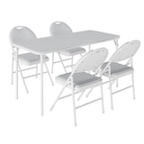 Garvee Portable 5-Piece Folding Table and Chairs Set - Card Table & Padded Seats, Scuff & Mark Resistant Tabletop - Dining Room, Office, Indoor/Outdoor Events - Grey, System default_3