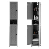 Garvee 66.9'' Tall Bathroom Storage Cabinet - Narrow Bathroom Cabinet with 2 Barn Doors & 1 Drawer & with Adjustable Shelves, Farmhouse Storage Organizer for Living Room, Kitchen, Entryway - Gray