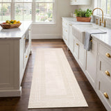 Garvee 2' x 6' Modern Geometric Non-Slip, Machine-Washable, Soft Faux Cashmere Aesthetic Area Rug- Bedrooms and Entryways, Beige - Beige