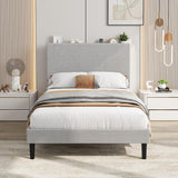 Garvee Corduroy Upholstered Platform Bed Frame with Adjustable Storage Headboard & USB Charging Station – Sturdy-colored Wood Slats – Noise-Free – Easy Assembly – No Box Spring Needed – Twin Size, Dark Gray - Gray