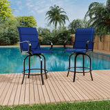 Garvee Outdoor Swivel Bar Chairs for Deck & Lawn, 360° Patio Stools with High Back, Armrests and Textilene Fabric