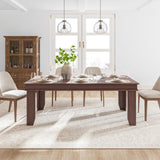 Garvee Farmhouse 71" Wood Rectangular Dining Table with L-Shaped Legs Suitable for 6-8 People for Dining Room, Brown - Brown