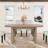 Garvee Modern 63-Inch Oval Dining Table Set for 4 – Solid Pear Wood Table, Wooden Base, 4 Upholstered High Back Chairs – Dining Kitchen Furniture – 1600 Pear Wood Original + 4PCS Beige - Rustic Pear+Beige