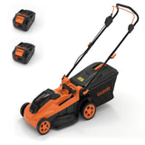 Garvee Orange 17" 40V Cordless Electric Lawn Mower, 2 x 20V 4.0Ah Batteries, 6 Cutting Heights, 2-in-1 Mulching & Bagging with 40L Bag for Small Medium Yards