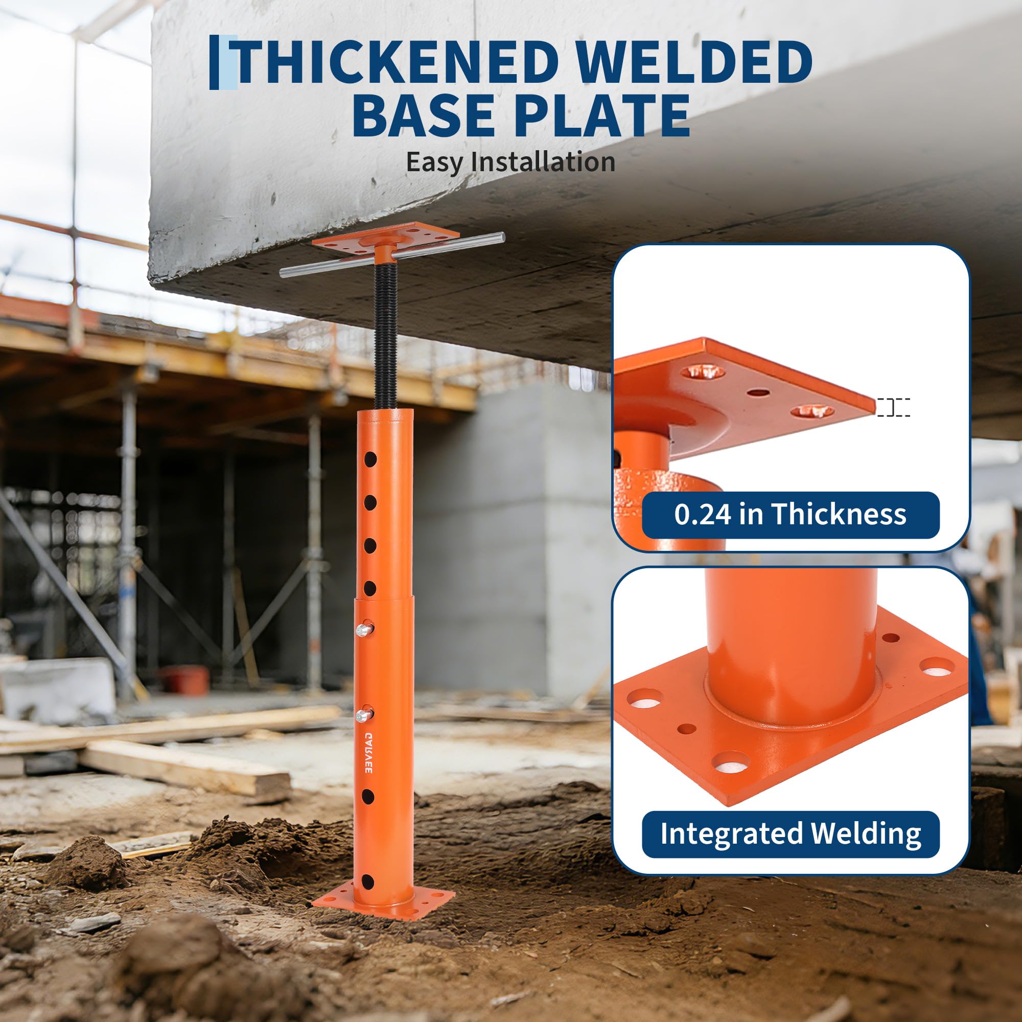 Jack post detail showing a 0.24" plate and integrated welded base