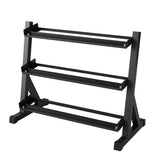 Garvee Heavy Duty 3-Tier Dumbbell Rack | 550LB Capacity Steel Stand for Home Gym – Angled Non-Slip Shelves, Rubber Guards, Holds 5-6 Pairs Hex Dumbbells, Black