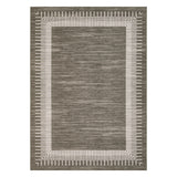 Garvee 8' × 10' Modern Line Border Area Rug, Machine Washable Non-Slip Low-Pile Soft Rug for Living Room, Bedroom & Dining Room, Brown - Brown