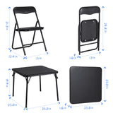 Garvee 5-Piece Foldable Kids Table & Chairs Set - 36" Activity Table with Storage & Upholstered Seats - Space-Saving for Daycares/Travel - Certified - Black