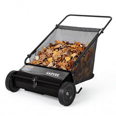 Garvee 26-Inch Push Lawn Sweeper, Walk-Behind Leaf & Grass Collector with 4 High-Speed Brushes, 7 Cu. Ft. Hopper, Heavy-Duty Yard Sweeper for Lawn, Patio & Driveway, Black - Black