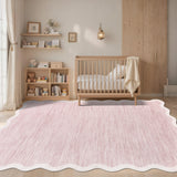 Garvee 10' x 13' Scalloped Bordered Modern Area Rug, Machine Washable Non-Slip Low-Pile Stain-Resistant Rug for Living Room & Bedroom, Blush Pink - Blush Pink
