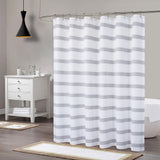 Garvee Modern Water-Resistant Waffle Weave Shower Curtain - Heavy Duty Striped Fabric with Metal Grommets - Stylish Bathroom Decor - Grey and White, 35 x 72 Inch
