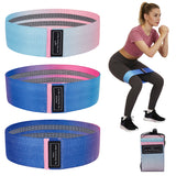 Garvee Gradient Blue Pink Resistance Bands Set - Light/Medium/Heavy Hip Bands, Non-Slip & Tear-Resistant for Yoga, Pilates & Full Leg Workout with Mesh Bag - 灰粉黑