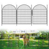 Garvee No-Dig Garden Fence with Gate for Dogs and Yard Edging, 10-Piece Metal Barrier, 40-Inch High × 23.6 FT Long, Black