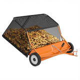 Garvee 52-Inch Tow-Behind Lawn Sweeper, 26 Cu.Ft Hopper, Adjustable Brush Height, Dump-from-Seat Handle, Universal Hitch, Heavy-Duty Leaf & Grass Collector, Orange - Orange