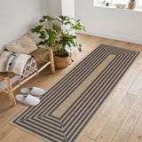 Garvee Modern Geometric Easy Jute Rug, Non-Slip Non Shedding Thin Indoor Outdoor Rug, Boho Farmhouse Washable Area Rug for Front Porch Bedroom Patio - Coffee Black