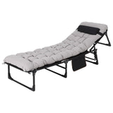 Garvee 79" Folding Camping Cot with Thick Mattress, 8-Leg Rectangular Adjustable Lounge Chair with Headrest Pillow & Side Pocket, Heavy Duty Foldable Guest Bed for Indoor Office & Outdoor Travel - Gray - Grey 200Cm