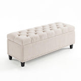 Garvee 51" Extra Large Storage Ottoman Bench, Supports 660lbs End of Bed Storage Bench with Button-Tufted Upholstery and Safety Close Hinge, Upholstered Bench for Living Room, Bedroom, Entryway - Beige - Beige