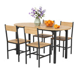 Garvee Modern 5-Piece Oval Dining Table Set for 4 – Heavy-Duty Steel & PB/MDF, Space-Saving Design, Includes 4 Chairs – Perfect for Apartment Dining Rooms, Breakfast Nooks – Dark Oak Finish - Dark Oak