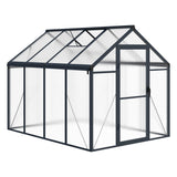 Garvee  6x8 FT Polycarbonate Greenhouse Gazebo – Walk-In Outdoor Garden Structure – Robust Aluminum Frame – Upgraded Sliding Door, Adjustable Roof Vent, Lockable Handle – For Patio, Backyard, Lawn – 6x8 Sliding Door, Dark Gray (Upgraded Handle