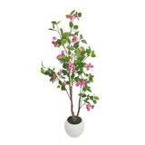 Garvee Realistic Artificial Bougainvillea Tree – Faux Multi-Stem Flowering Plant in White Pot – Detachable, Maintenance-Free, PE Material – Indoor Home, Living Room, Office Decor – 5 Limbs 120CM Multi-Stem Detachable Bougainvillea