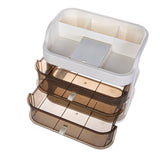 Garvee 2-Layer Acrylic Makeup Organizer with Drawers – Cosmetic Storage Box for Vanity Countertop, Brush Holder, Jewelry and Skincare Case – Ideal for Bathroom or Dresser, Brown, 2 Layer