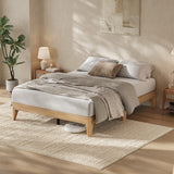 Garvee Full Size Wood Platform Bed Frame - 11.8" High with 7.5" Underbed Storage, Sturdy Wooden Slats & Sturdy Legs, Metal Center Support, Eco-Friendly, Easy Assembly, Modern Minimalist, Natural Wood Color, FULL - Natural Wood