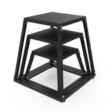 Garvee Heavy-Duty Steel Plyo Box, 12/18/24-Inch Metal Jump Box Set for Functional Fitness, Strength Training, and Athletic Workouts - Matte Black - Black