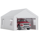 Garvee Portable Carport, 12 x 20 FT Gray Vehicle Shelter with Galvanized Steel Frame, 4 Roll-Up Doors and 4 Vent Windows for Cars, Trucks and Boats