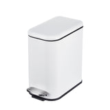 Garvee Slim Stainless Steel Trash Can 1.3 Gallon/5L – Soft-Close Step Pedal, Odor-Seal Lid, Removable Inner Bucket, Water-Resistant, Compact Waste Bin for Kitchen, Bathroom, Bedroom, Office – White – 5L 27.4×14.5×26.5cm (Note: Quantity per board is 100, - White