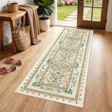 Garvee 2' × 6' Palace Floral Runner Rug, Soft Washable Low-Pile Polyester Carpet for Hallway, Kitchen and Entryway, Beige - Beige