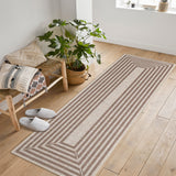Garvee Modern Geometric Easy Jute Rug, Non-Slip Non Shedding Thin Indoor Outdoor Rug, Boho Farmhouse Washable Area Rug for Front Porch Bedroom Patio - Khaki