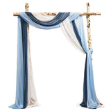 Garvee 2.5x19.5 ft Wedding Arch Draping Fabric, 3 Panels Draping Fabric Arbor Drapery for Party Bridal Ceremony Backdrop Wedding Stage Reception Decorations, Dark, Light Blue & White - Blue