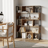 Garvee 5-Tier Tall Bookshelf, Bookcase, Large Metal Shelf, 11.8 x 47.2 x 74.2 Inches, for Living Room, Kitchen, Pantry, Study, Home Office - Rustic Brown