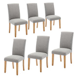 Garvee Ergonomic Comfort Dining Chairs Set of 6 – Modern Upholstered Grey Fabric, Curved Backrest, Heavy-Duty Wood Legs, 265lbs Capacity, Easy to Clean – Perfect for Dining Room, Kitchen, Office – Set