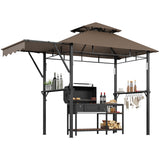 Garvee Sturdy Grill Gazebo for Outdoor Patio BBQ - Durable Steel Frame Canopy Shelter with Vented Roof for Garden Parties - Coffee Color - Coffee