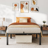 Garvee Heavy Duty Twin Bed Frame 16 Inch Hight, Metal Platform Bed Frame with Reinforced Slats Support, 800 Lbs Load Capacity, Noise Free, No Box Spring Needed and Screws, Tool-Free Assembly - 16 Inch Hight