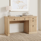 Garvee Fluted Home Office Desk Storage, 54 in Modern Executive Desk with Charging Station, Wooden Computer Writing Desk with File Drawers for Study Room (Burlywood, 54.0' L x 21.6' D x 30.0' H) - Burlywood